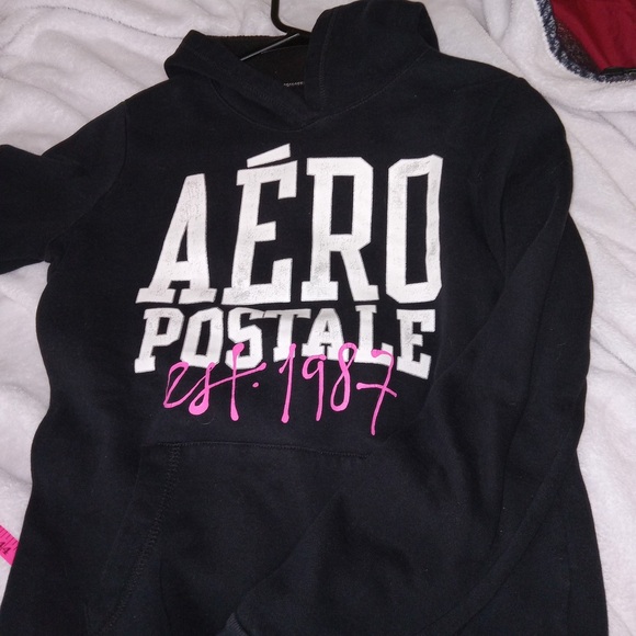 Aeropostale Black Sweatshirt with White and Pink Accents NWOT Size Small - Picture 4 of 8
